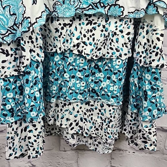 Cato Women's XL Turquoise Floral Paisley Print Halter Dress Tiered Sleeveless - Picture 9 of 9